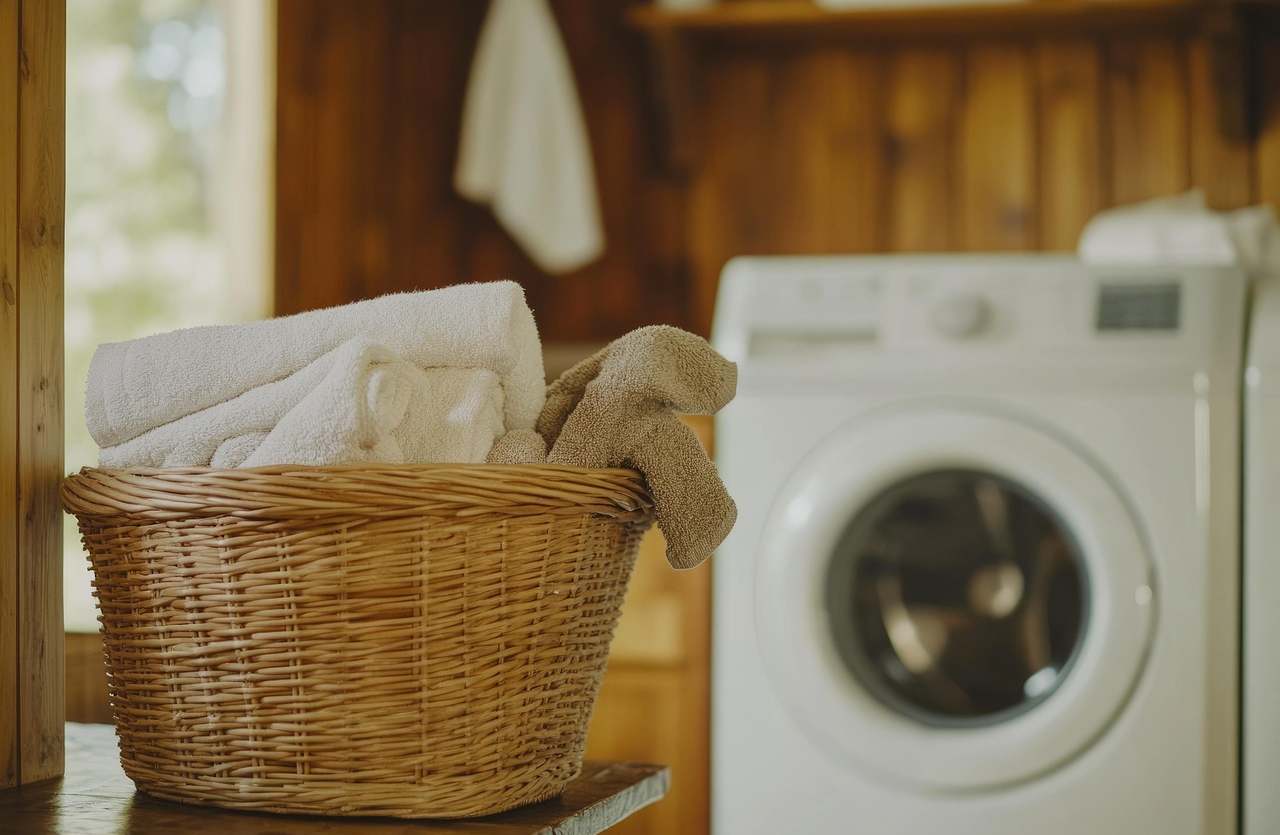 lavatrice e asciugamani